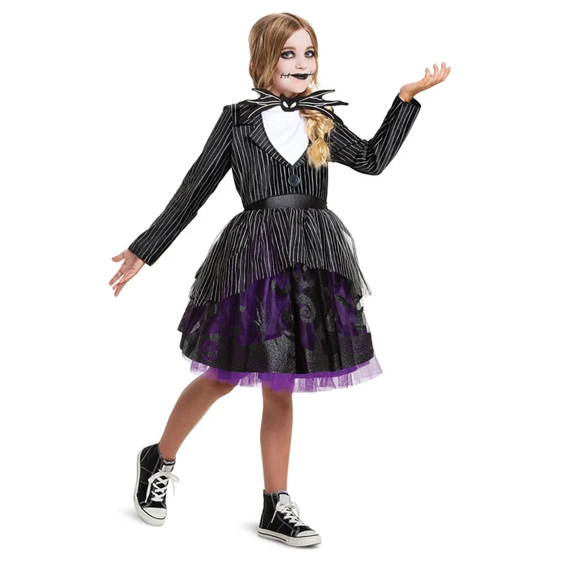 Jack Skellington Deluxe Costume for Kids, Nightmare Before Christmas, Dress, Petticoat and Bow Tie