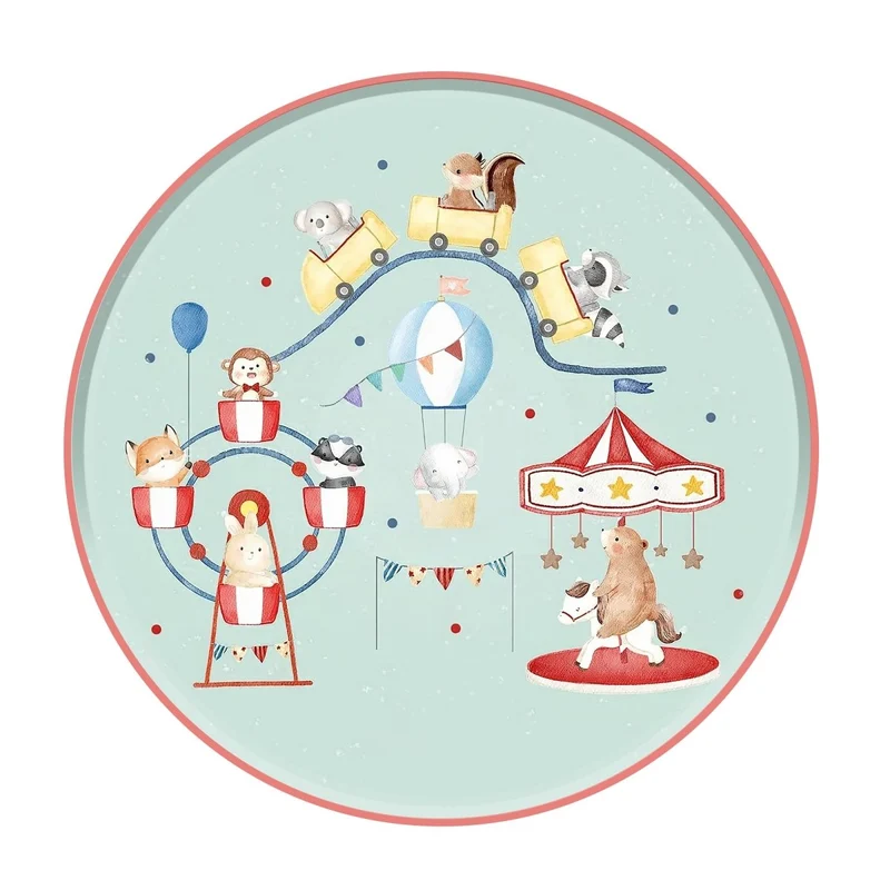 Enchanted Carousel Birthday Large Round Lunch Paper Plates, 9 Inches, 8 Count