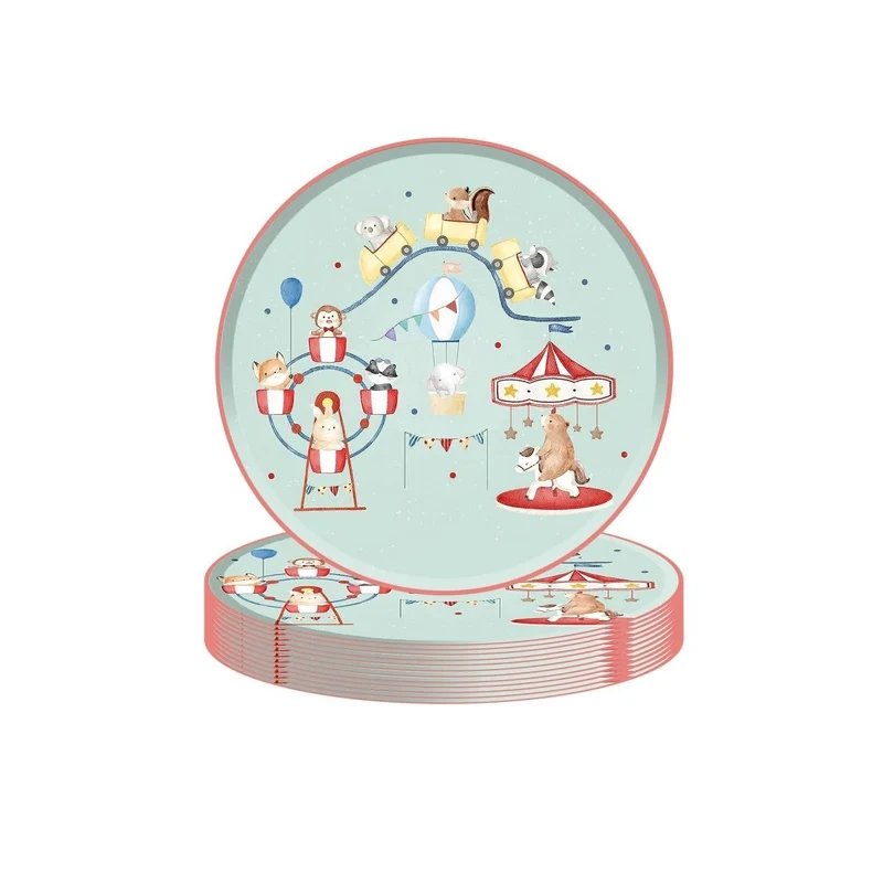 Enchanted Carousel Birthday Large Round Lunch Paper Plates, 9 Inches, 8 Count
