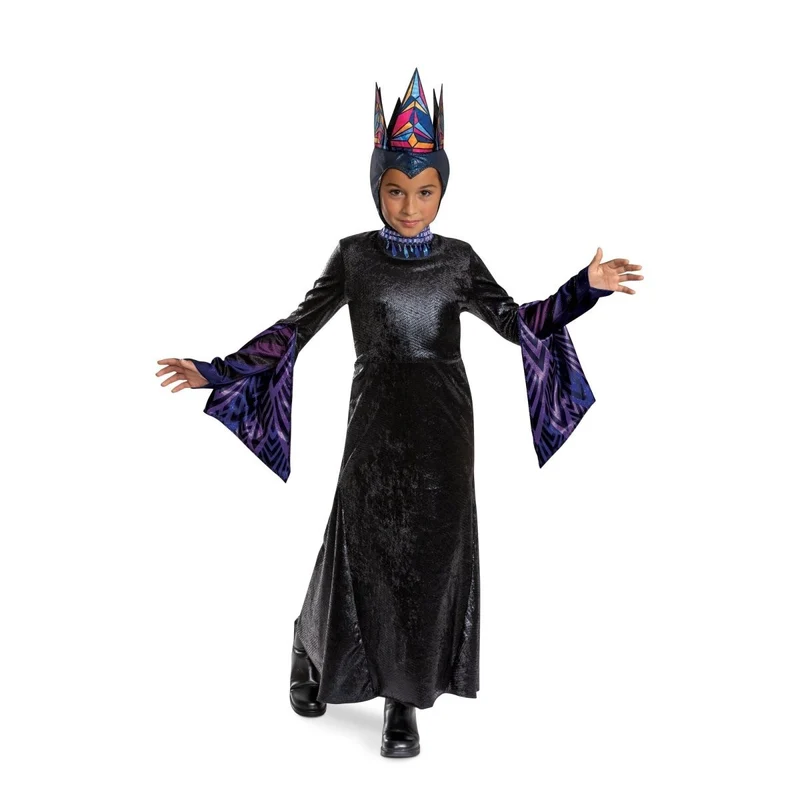 Evil Queen Deluxe Costume for Kids, Snow White, Dress and Hood with Crown