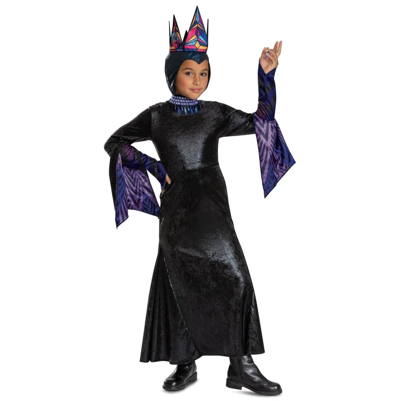Evil Queen Deluxe Costume for Kids, Snow White, Dress and Hood with Crown