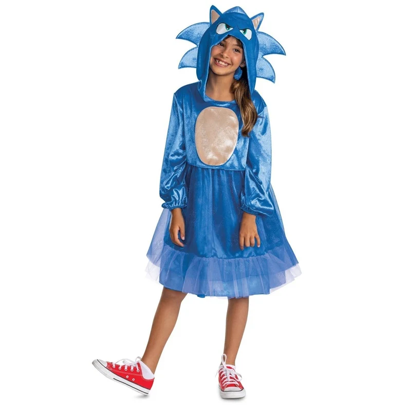 Sonic Dress Costume for Kids, Hooded Dress