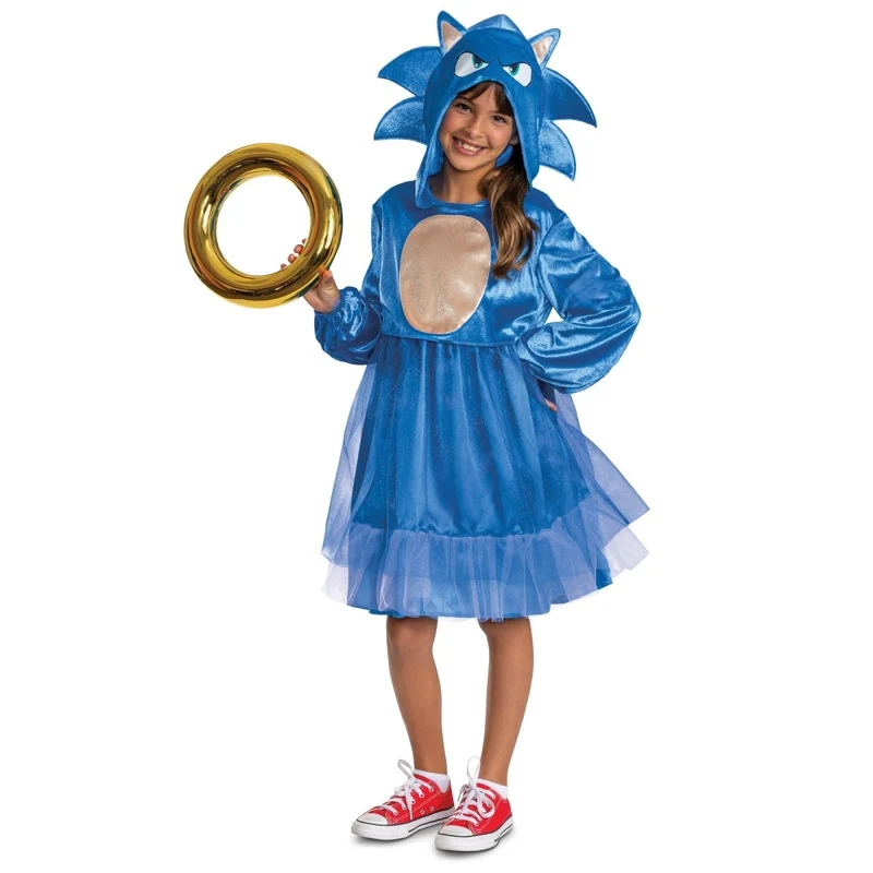 Sonic Dress Costume for Kids, Hooded Dress