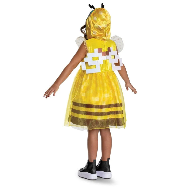 Bee Girl Dress Costume for Kids, Minecraft, Hooded Dress with Wings