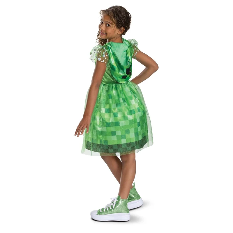 Creeper Classic Dress Costume for Kids, Minecraft, Hooded Dress