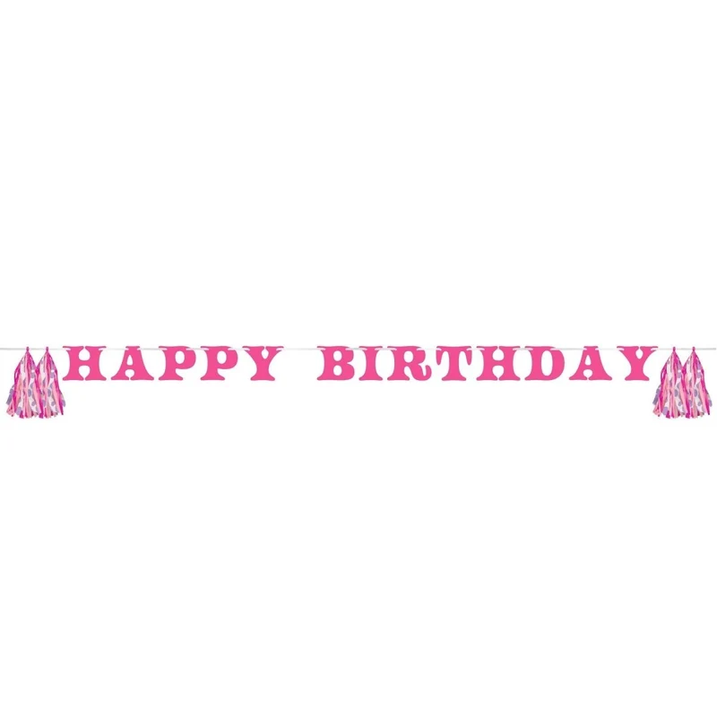 Boots and Bows Happy Birthday Banner, 96 Inches, 1 Count
