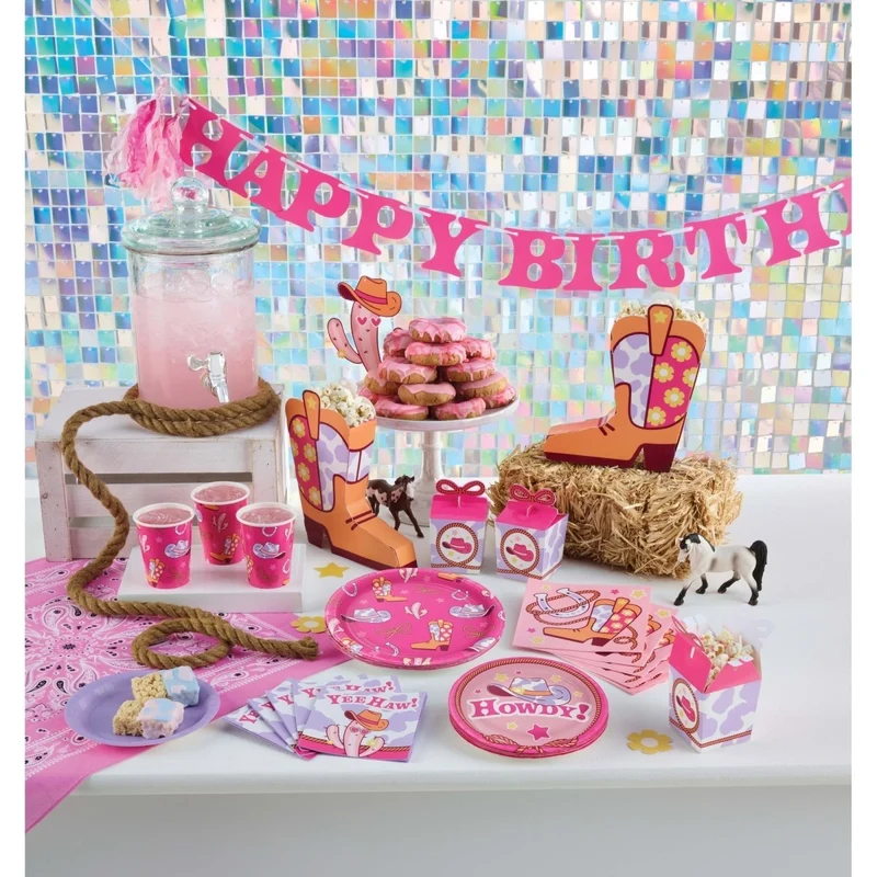 Boots and Bows Happy Birthday Banner, 96 Inches, 1 Count