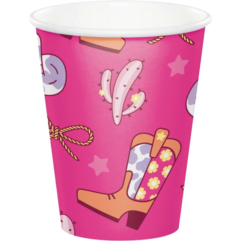 Boots and Bows Birthday Paper Cups, 9 Oz, 8 Count