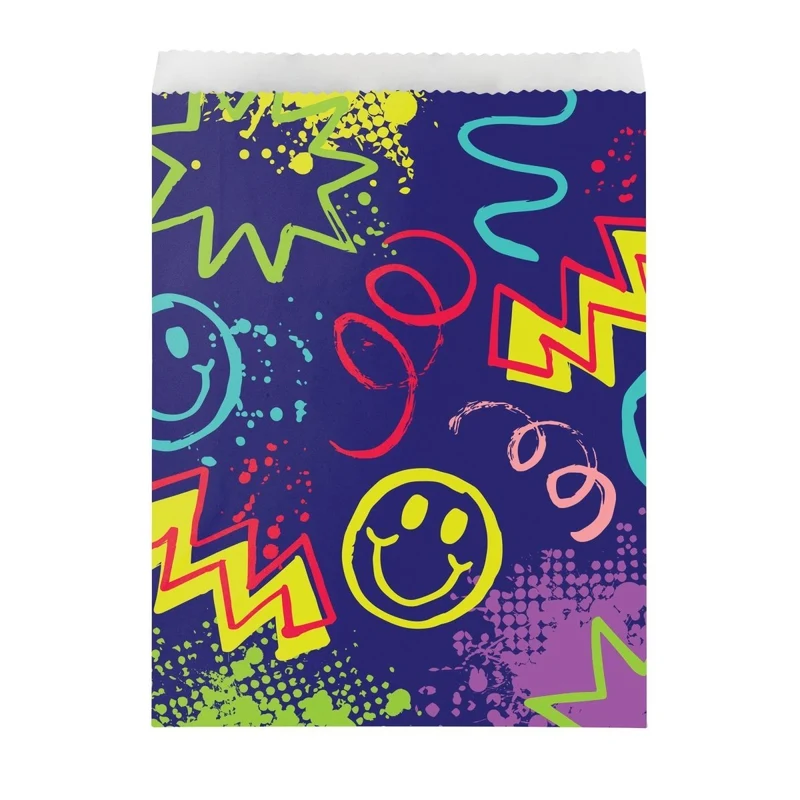 Graffiti Party Birthday Paper Treat Bags, 8.75 x 6.5 Inches, 8 Count