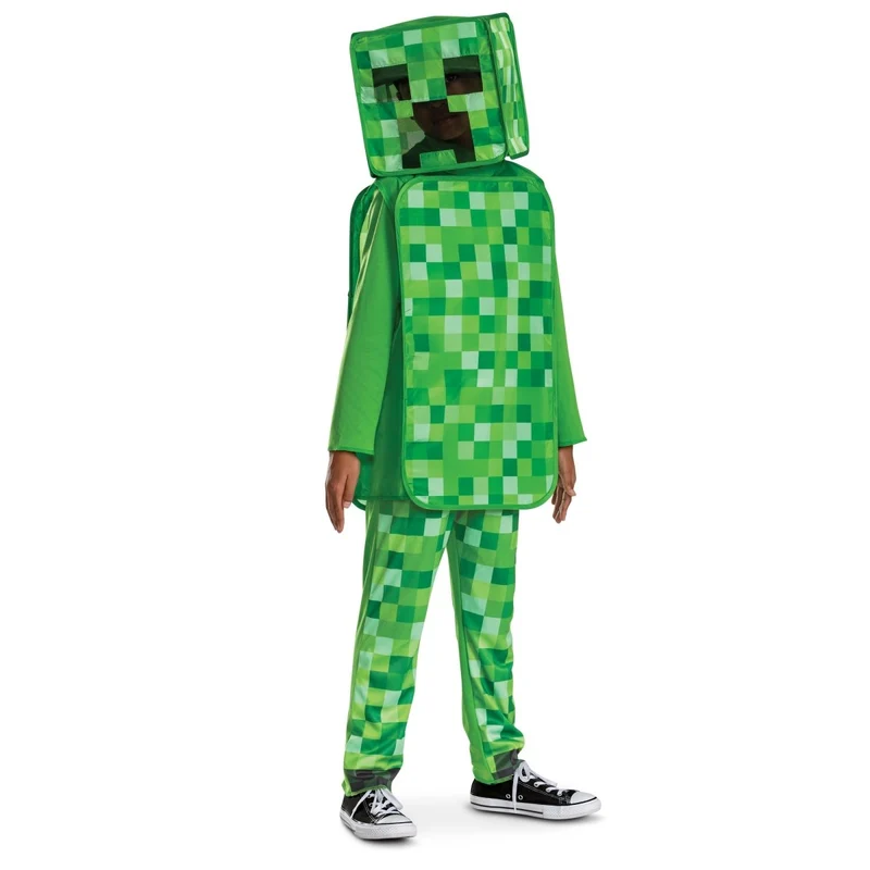 Creeper Classic Costume for Kids, Minecraft, Jumpsuit with Tunic and Headpiece