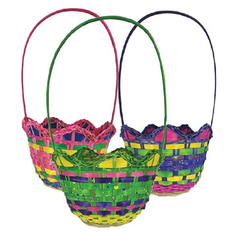 Easter Colorful Woven Basket, Assortment, 1 Count