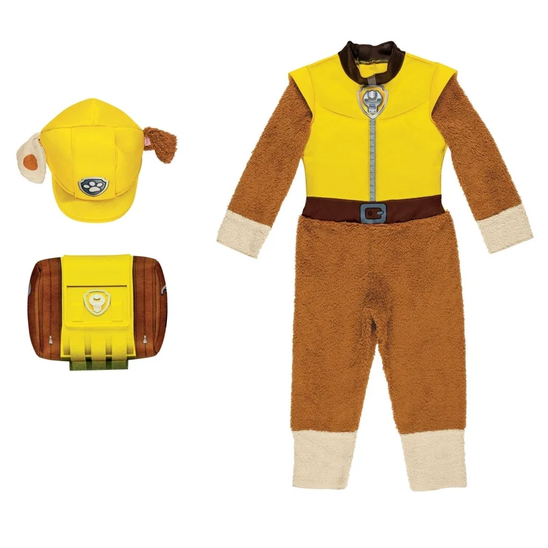 Rubble Deluxe Costume for Toddlers, Paw Patrol, Jumpsuit with Tail and Headpiece