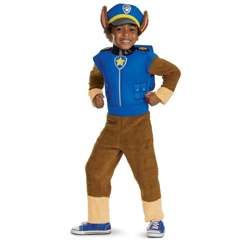 Chase Deluxe Costume for Toddlers, Paw Patrol, Jumpsuit with Tail and Headpiece