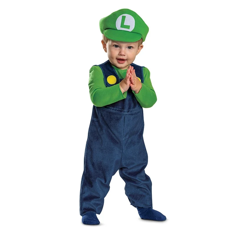 Luigi Posh Costume for Toddlers, Super Mario Bros, Jumpsuit and hat
