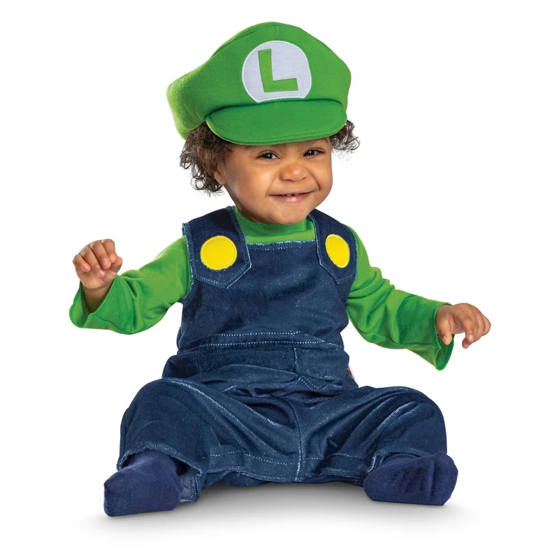Luigi Posh Costume for Toddlers, Super Mario Bros, Jumpsuit and hat